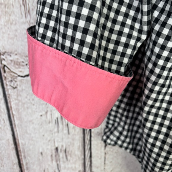 Lauren Ralph Lauren Plus Size 2X Black White Gingham Check Button Down Shirt Top - Picture 2 of 13